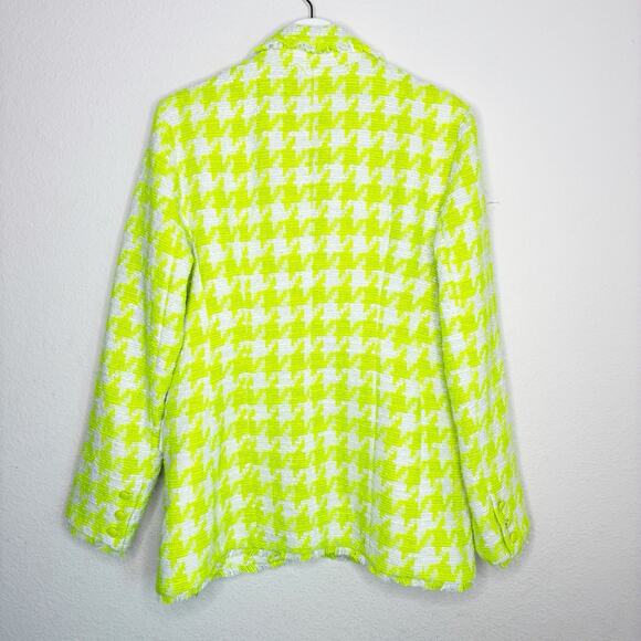 Steve Madden Harlow Fresh Lime Green Houndstooth Tweed Blazer L NWT - Picture 10 of 14